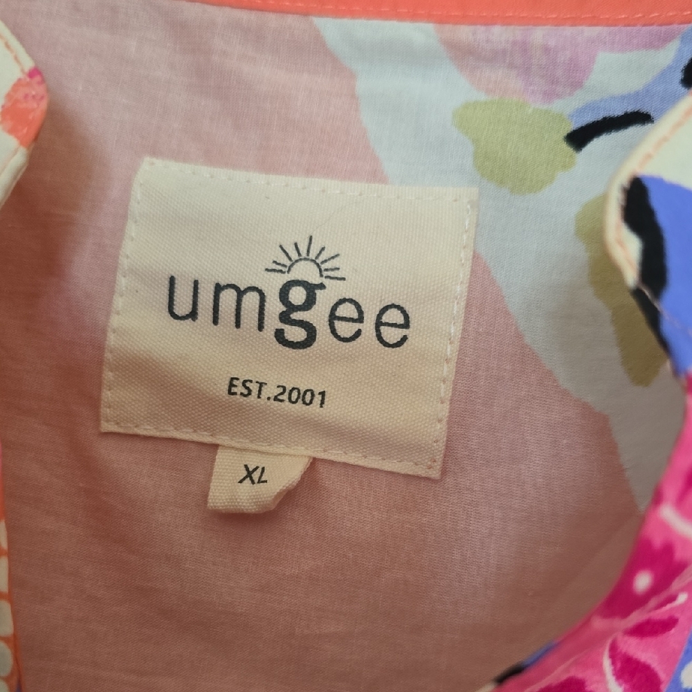 Umgee Coral Orange Floral Embroidered Tunic - Picture 2 of 3